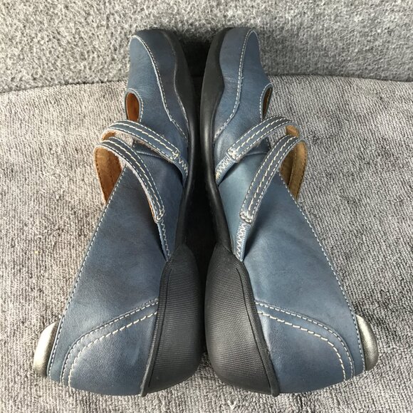 Taos Footwear Blue Leather Mary Jane Flats Sz 8 - Picture 3 of 12